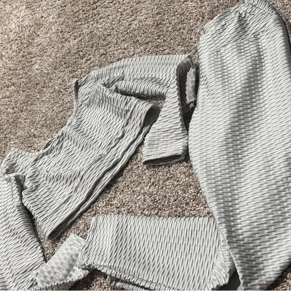 Striped Gray Women's leggings and top Set